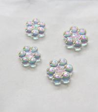 12/17 mm Vintage Swarovski Rare Aurore Boreale Flower Button 2 hole 6/12 Pieces