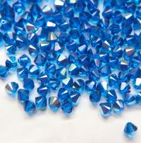 Swarovski (3/4mm) Capri Blue AB Bicones beads 36/72/144/432/720 Pieces rainbow beads, jewelry making, couture embellishments, embroidery