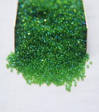 13/0 Charlotte Cut Beads Patina Transparent Light Emerald Aurore Boreale 5/10/20/50/250/500 Grams PREMIUM MATERIALS