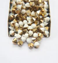 5/6/8 MM Vintage Chalk White Aurum Swarovski Bicone Beads 12/24/36/72/144/432 Pieces Jewelry making