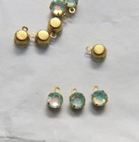 Swarovski 6mm Round setting drop one loop in Mint Opal 28ss 12/24/100/500 Pieces jewelry supplies in Brass/Vintage Black vintage