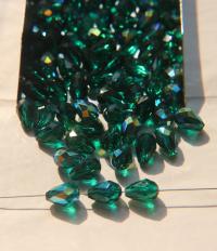 9x6mm 5500 Vintage Pear beads Emerald Aurore Boreale Swarovski Elements 6/12/36/72/144 Pieces, jewelry making, vintage findings, Premium