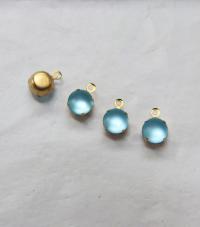 Cabochon Swarovski 7mm Round setting drop one loop in Aquamarine Matt 34ss 12/24/100/500 Pieces jewelry supplies in Brass/Vintage Black