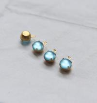 Cabochon Swarovski 7mm Round setting drop one loop in Aquamarine Matt 34ss 12/24/100/500 Pieces jewelry supplies in Brass/Vintage Black