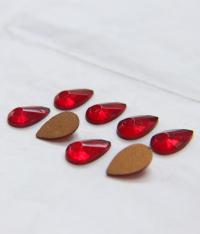 Vintage German glass Pear 14x8 MM cabochons in Ruby 6 Pieces