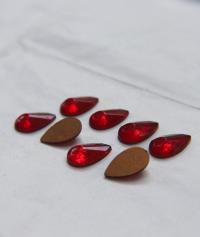 Vintage German glass Pear 14x8 MM cabochons in Ruby 6 Pieces