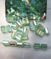 5230 Swarovski vintage cylindrical crystal beads Peridot Aurora Boreale mm 9x6 Swarovski Elements 6/12/36 Pieces, vintage findings