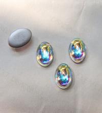 Swarovski 16x11 mm Vintage Crystal Aurore Boreale Flat Back Oval Cabochon Cabs in Crystal foiled 2/6 Pieces