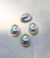 Swarovski 16x11 mm Vintage Crystal Aurore Boreale Flat Back Oval Cabochon Cabs in Crystal foiled 2/6 Pieces
