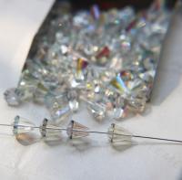 5400 Vintage 9x8 mm Swarovski crystal bead cone shape Crystal Aurore Boreale Swarovski Elements 2/6/12/36 Pieces, jewelry making