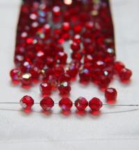 7mm Vintage Swarovski crystal beads, Light Siam AB faceted article 5309 2/6/12/36/72/144 Pieces PREMIUM MATERIALS