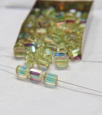 5230 - Swarovski vintage cylindrical crystal beads - Jonquil Aurora Boreale mm 9x6 Swarovski Elements 6/12/36 Pieces, vintage findings