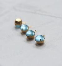 Cabochon Swarovski 7mm Round setting drop one loop in Aquamarine Matt 34ss 12/24/100/500 Pieces jewelry supplies in Brass/Vintage Black