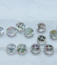 10mm SWAROVSKI Vintage heart printed flat Crystal Beads in Crystal 6/12/36 Pieces PREMIUM Materials