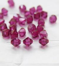 10MM Fuchsia (204) Vintage Swarovski Bicone Beads 12/36/72/144/288 Pieces Haute couture embellishments, premium beads, vintage