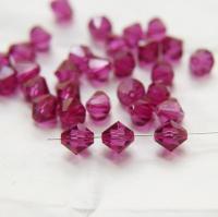 10MM Fuchsia (204) Vintage Swarovski Bicone Beads 12/36/72/144/288 Pieces Haute couture embellishments, premium beads, vintage