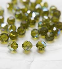 10mm Vintage Swarovski crystal beads, Olivine AB Vintage faceted article 5309, 2/6/12/36/72/144 Pieces Vintage findings