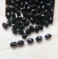 6x8 mm Jet Black Fire polished faceted Oval Glass beads 36/72/144/288 Pieces spacer beads, wholesale beads