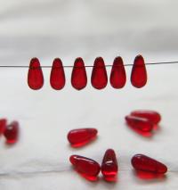 Siam 13X6 MM Czech Smooth Vintage Glass Drops 36/144/288 Pieces Faceted Glass Drops, Vintage Glass Beads, Glass Drops