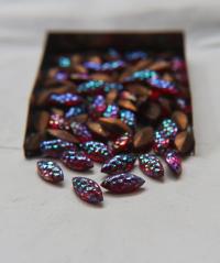15x7 mm Czech fancy Navette fancy Siam Iridescent foiled 6/24 Pieces Jewery making stones gemstones, fancy opal stones