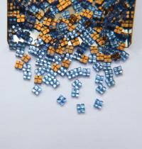 3.6mm Vintage Sapphire Square tiles flat back no holes, foiled 24/72/144/432 Pieces
