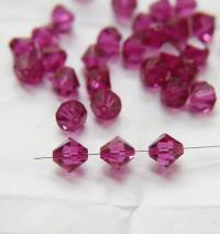 10MM Fuchsia (204) Vintage Swarovski Bicone Beads 12/36/72/144/288 Pieces Haute couture embellishments, premium beads, vintage
