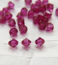 10MM Fuchsia (204) Vintage Swarovski Bicone Beads 12/36/72/144/288 Pieces Haute couture embellishments, premium beads, vintage