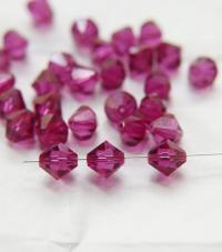 10MM Fuchsia (204) Vintage Swarovski Bicone Beads 12/36/72/144/288 Pieces Haute couture embellishments, premium beads, vintage