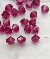 10MM Fuchsia (204) Vintage Swarovski Bicone Beads 12/36/72/144/288 Pieces Haute couture embellishments, premium beads, vintage