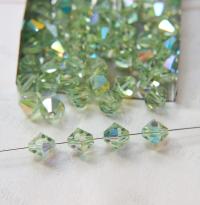 8MM Chrysolite Aurore Boreale Vintage Swarovski Bicone Beads 6/24/72/144 Pieces Haute couture embellishments, premium beads, vintage