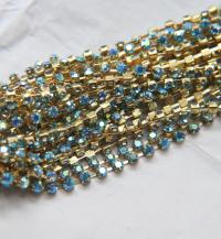 12SS Swarovski Vintage Rhinestone Chain in Aquamarine AB 3mm 0.5/1/2/5 Meters Wedding Bridal Supplies|Jewelry Making|Decoration, vintage