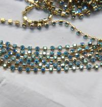 12SS Swarovski Vintage Rhinestone Chain in Aquamarine AB 3mm 0.5/1/2/5 Meters Wedding Bridal Supplies|Jewelry Making|Decoration, vintage