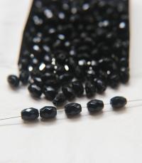6x8 mm Jet Black Fire polished faceted Oval Glass beads 36/72/144/288 Pieces spacer beads, wholesale beads