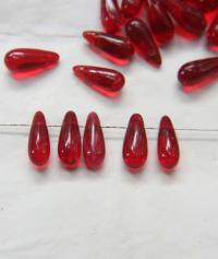 Siam 13X6 MM Czech Smooth Vintage Glass Drops 36/144/288 Pieces Faceted Glass Drops, Vintage Glass Beads, Glass Drops