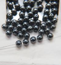 Czech Vintage Pearls 7mm Round in Jet Hematite 10/20/50/250/500 Pieces Jewelry making beads