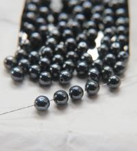 Czech Vintage Pearls 7mm Round in Jet Hematite 10/20/50/250/500 Pieces Jewelry making beads