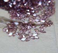 8X4mm vintage rose cut faceted flat back navette glass cabs, cabochons, West Germany