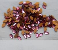 8X4mm vintage rose cut faceted flat back navette glass cabs, cabochons, West Germany