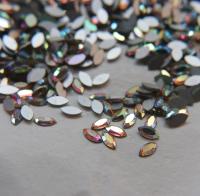 8X4mm vintage rose cut faceted flat back navette glass cabs, cabochons, West Germany