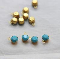 Swarovski 6mm Round setting drop one loop in Turquoise 28ss 12/24/100/500 Pieces jewelry supply in Brass/Vintage Black vintage
