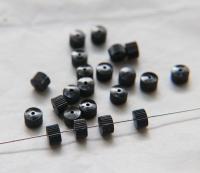 Vintage Jet Corrugate Rondelles of Swarovski Crystals 6x4mm 12/36/72/144 Pieces, vintage findings