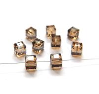 Swarovski 5601 Vintage Cube Bead in Crystal Light Smoked Topaz Satin 10mm 2/6/12/36 Pieces
