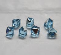6MM Vintage Swarovski crystal stones in cut corner cube fancy stone 4841 Austrian lead crystal rhinestones in Light Siam/Aquamarine