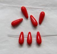 Red Opaque 16x6 mm Czech Smooth Vintage Glass Drops 36/144/288 Pieces Faceted Glass Drops, Vintage Glass Beads, Glass Drops