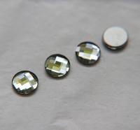 Swarovski Chessboard Circle Flat Back No Hotfix (2035) 10mm - Black Diamond/Aquamarine foiled 6/12/36/72/144 Pieces