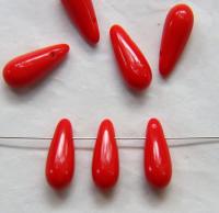 Red Opaque 16x6 mm Czech Smooth Vintage Glass Drops 36/144/288 Pieces Faceted Glass Drops, Vintage Glass Beads, Glass Drops