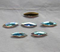 15x4mm Swarovski Crystal Aurore Boreale Marquise, New Vintage Pointy Back Navette 4200 crystals, gold foil 6/24 Pieces Jewery making stones