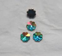 10mm Swarovski Vintage Flower Foiled Flat Back Rhinestones in Crystal Aurore Boreale 2/6/12/36/72 pieces Vintage findings, jewellery parts