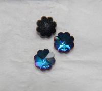 14mm Swarovski Vintage Flower Foiled Flat Back Rhinestones in Bermuda Blue 2/6/12/36/72 pieces Vintage findings, jewellery parts