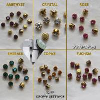 Swarovski 32 PP Vintage Crown Prong Settings in (6 Colours) 36/72/144/432 Pieces jewelry supplies, strass embellishments, vintage rare